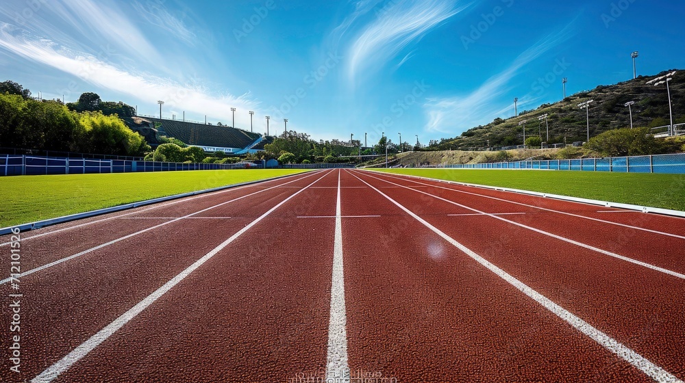 smooth surface running track, Athletics stadium, ready for runners 