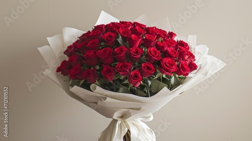 A captivating bouquet featuring 52 red roses photo