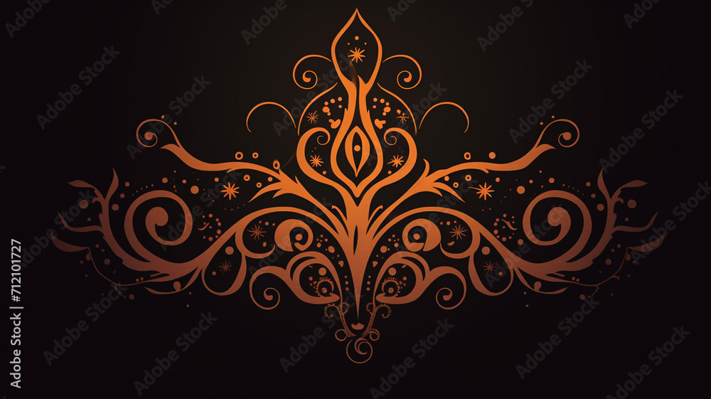 Henna Art Inspired Mystic Player A logo illustration - obrazy, fototapety, plakaty 