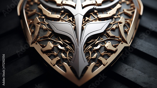 Metallic Emboss Armor Gamer A metallic embossed logo strong photo