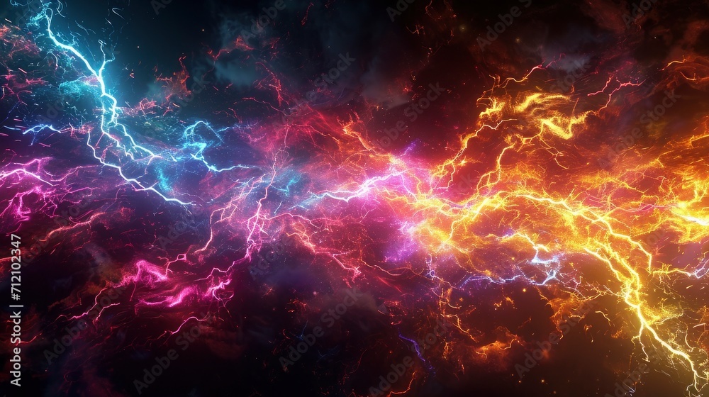 lightning strike colored 3d rendering element