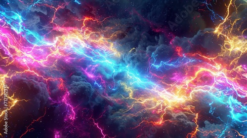 lightning strike colored 3d rendering element © MdKamrul