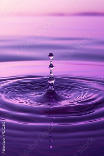 drop of water in purple background 