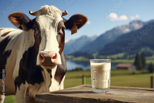 Photo of a glass of a cow's milk
