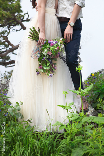 Young attractive couple together outdoors photo