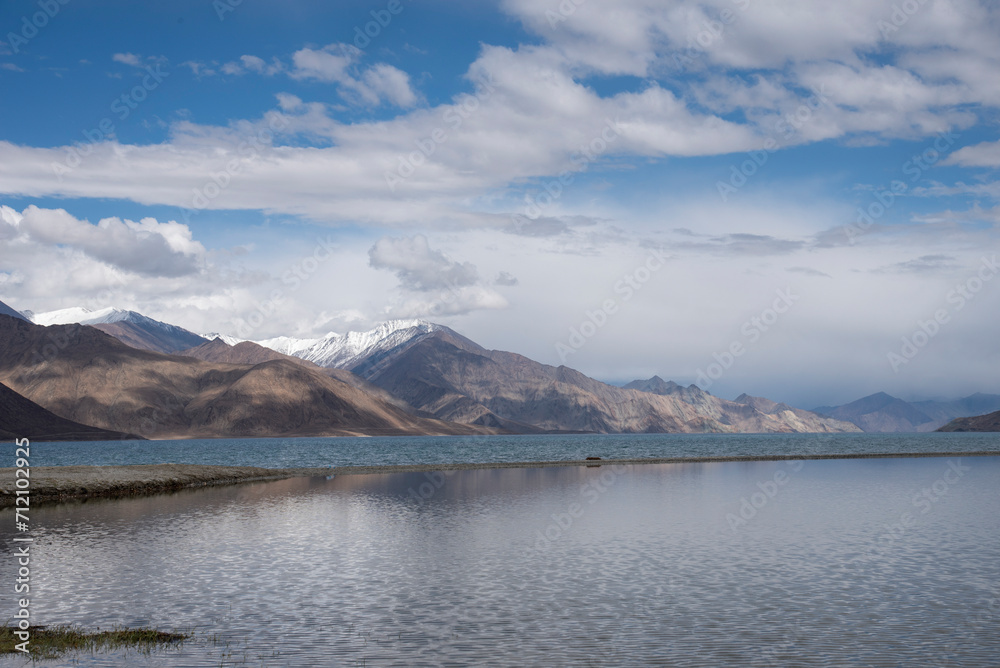 Pangong Tso or Pangong Lake is an endorheic lake spanning eastern Ladakh and West Tibet 