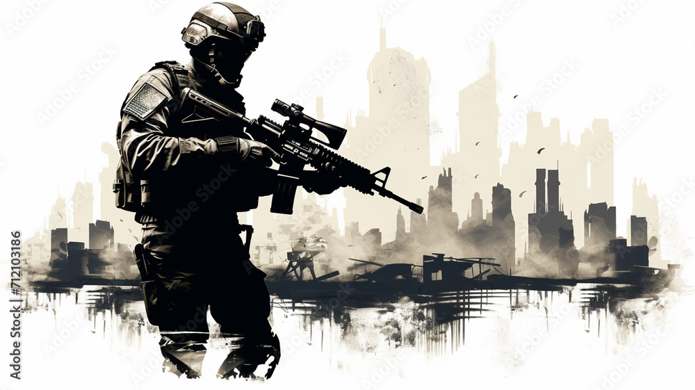 Stencil Art Urban Commando A bold stencil art piece illustration Stencil Art Urban Commando A bold stencil art piece illustration