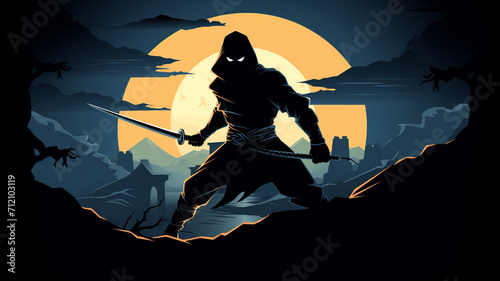 Stealth Shadow Ninja Assassin A shadowy ninja figure