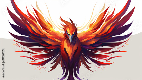 Vector Illustration Fiery Phoenix A sharp angular