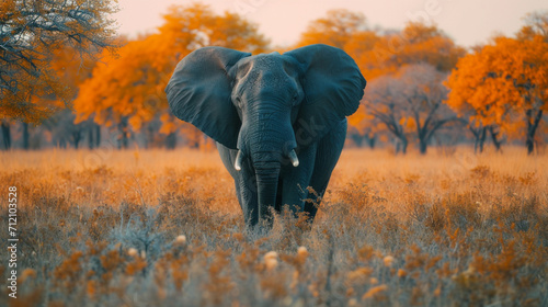 elephant in the autumn