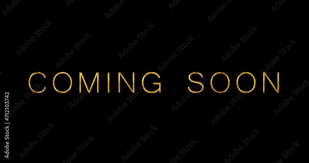 
Coming Soon 4K typographic announcement golden shiny glittering text animation. Promotion discount and sale text motion graphic. Advertisement Golden film movie broadcast alert title reveal footage.
