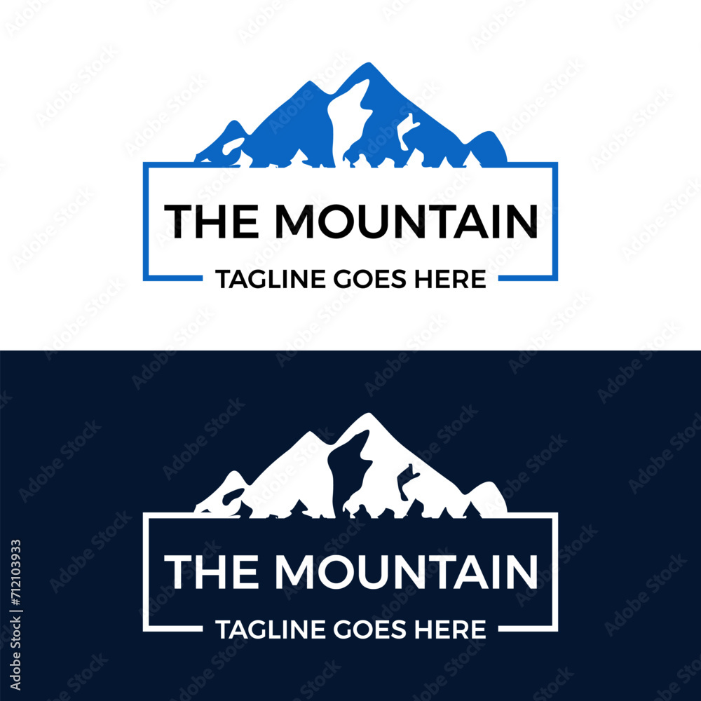 Minimalist mountain symbol logo icon vector template 