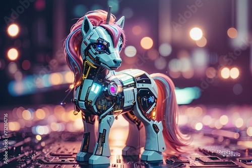 AI-Generated Photorealistic Cyberpunk Unicorn - Digital Artwork