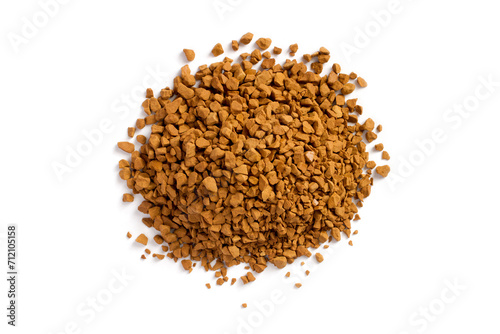 A bunch of instant coffee on a white background. Granulated coffee isolated on white background.