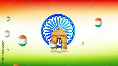 Triumph of Tricolor: A Vibrant Salute to India's Republic Day, Immerse in the spirit of Republic Day with our vibrant stock video. Witness the iconic India Gate, encircled by the Ashoka Chakra.