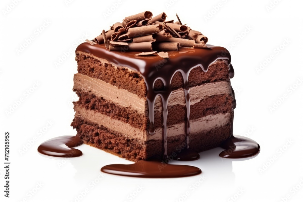 Delicious chocolate cake on white background Delicious chocolate cake on white background