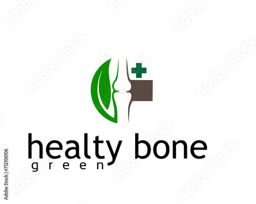 creative half plus and leaves with bone in the middle logo design teplate