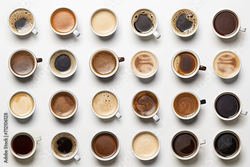 Assorted coffee cups individually photographed on a white backdrop