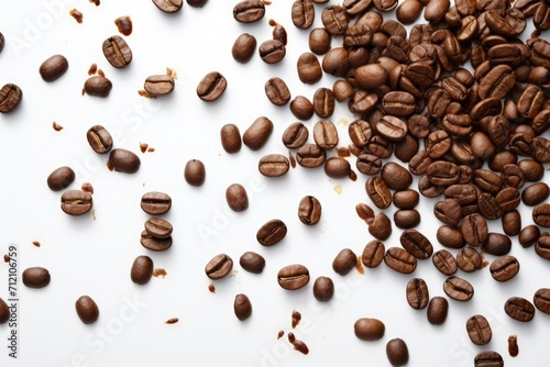 Coffee beans falling on white background © VolumeThings