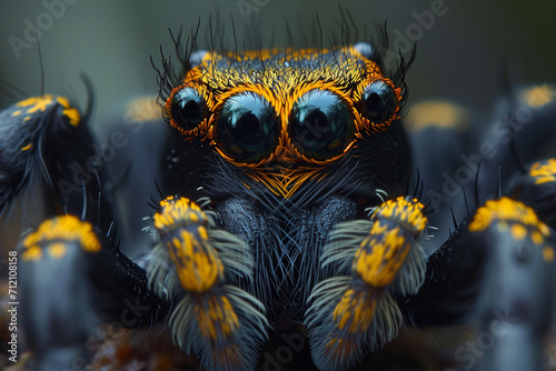 An artistic interpretation of the multiple eyes of a spider in a nocturnal setting. © Oleksandr