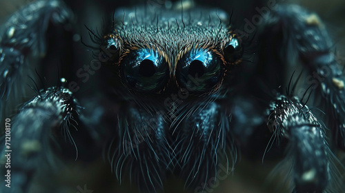 A spider's eyes portrayed in an eerie, dark fantasy art style.