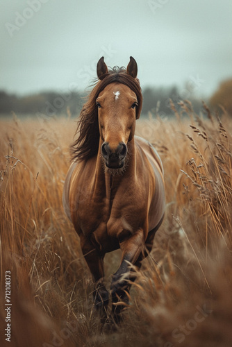 A wild horse running free across an open field, symbolizing unrestrained passion and freedom © Oleksandr
