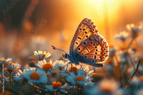 Delicate butterfly wing prints on a canvas of wildflowers and soft sunlight