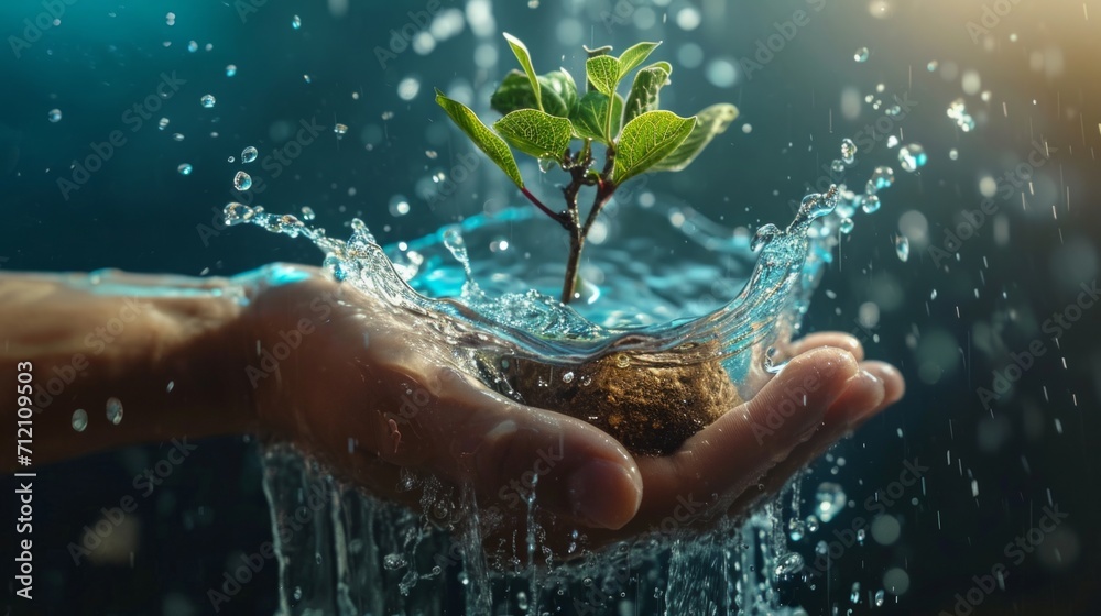 World water day. Relationship between water, ecosystems and human well being. The impact of climate change on water resources and innovative approaches towards sustainable water management - obrazy, fototapety, plakaty 