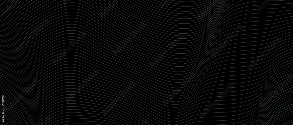 Abstract wavy grey gradient stream element for design on a dark black background. Blending gradient colors line art. wave line for banner, frequency sound wave, twisted curve lines with blend effect. Abstract wavy grey gradient stream element for design on a dark black background. Blending gradient colors line art. wave line for banner, frequency sound wave, twisted curve lines with blend effect.