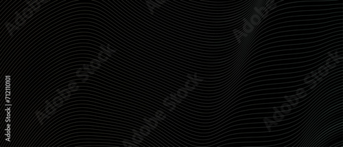 Abstract wavy grey gradient stream element for design on a dark black background. Blending gradient colors line art. wave line for banner, frequency sound wave, twisted curve lines with blend effect.