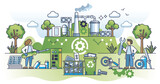 Extended producer responsibility or EPR circular policy outline concept. Environmental practices for green, sustainable and nature friendly manufacturing or resource consumption vector illustration.