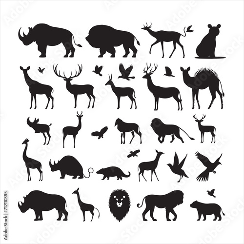 Wilderness Portraits  A Rich Collection of Wild Animals in Detailed Silhouette Form - Wildlife Silhouette - Animals Vector 