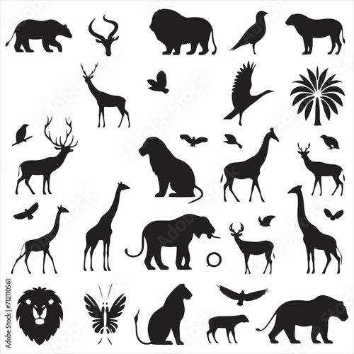 Wild Melodies  An Ensemble of Striking Wild Animals Silhouette Celebrating Nature s Beauty - Wildlife Silhouette - Animals Vector 