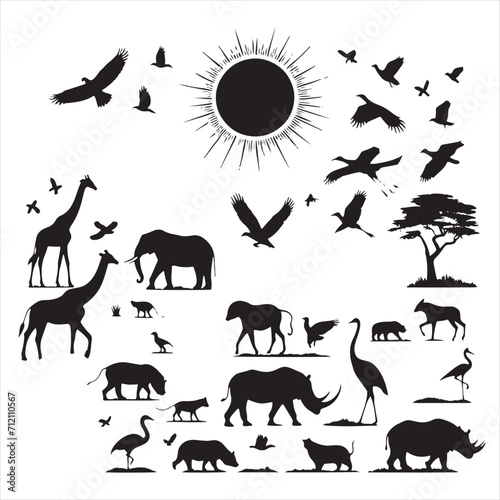 Breathtaking Shadows: A Set of Wild Animals Silhouette Illustrations Capturing the Essence of Wildlife - Wildlife Silhouette - Animals Vector
