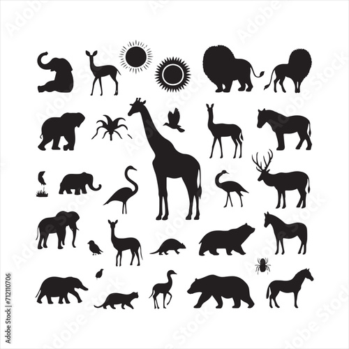 Wilderness Icons  A Striking Set of Wild Animals Silhouette Illustrations - Wildlife Silhouette - Animals Vector 