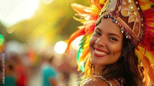 Brazilian Carnival costume wearing girl.