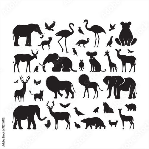 Untouched Realm  A Breathtaking Set of Wild Animals Silhouette Capturing Nature s Essence - Wildlife Silhouette - Animals Vector 
