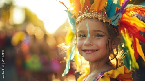 Brazilian Carnival costume wearing girl.