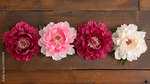 pink flowers on wooden background © Ahmad