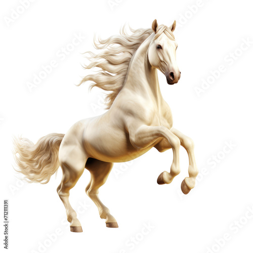 Majestic White Stallion  Horse with Flowing Mane