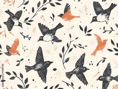 鳥のイラストパターン