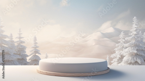 Abstract winter scene with geometrical forms