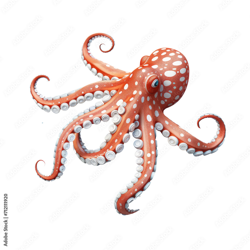 Obraz premium Marine Elegance: Realistic Red Octopus