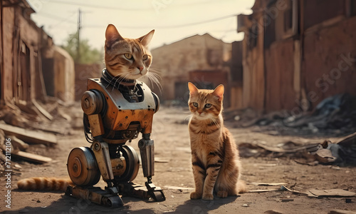 a cat robot rusty abandoned 