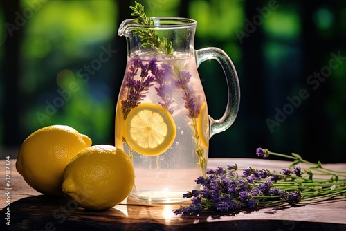 Provence style detox water cold infused with lemon and lavender