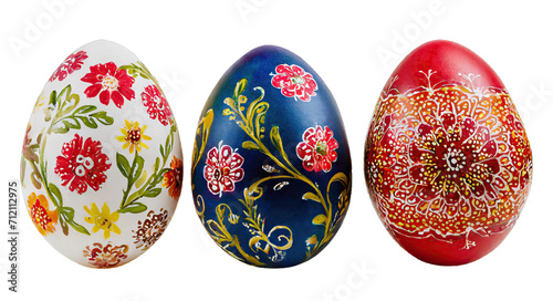 Hand painted Easter eggs - isolated on transparent background