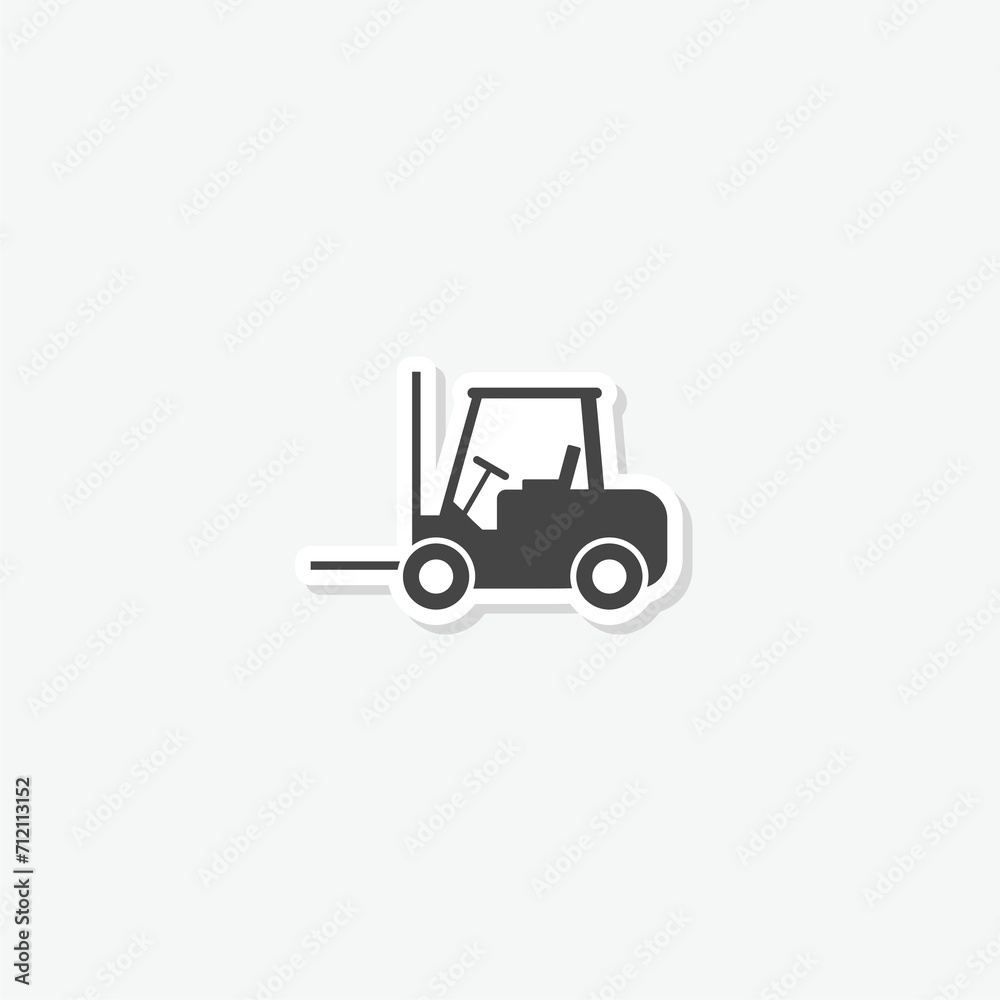  Forklift icon sticker isolated on gray background