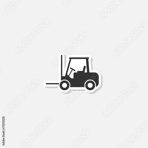  Forklift icon sticker isolated on gray background