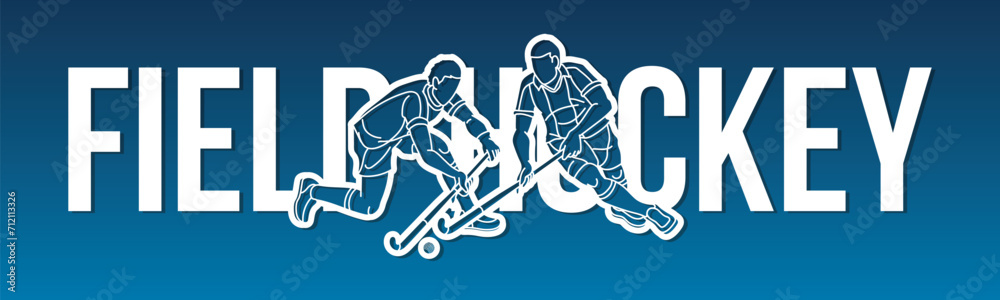 Field Hockey Font Design with Male Player Action Cartoon Graphic Vector Field Hockey Font Design with Male Player Action Cartoon Graphic Vector