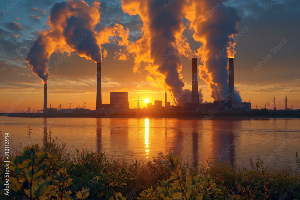 Factory pollution makes carbon dioxide smoke.